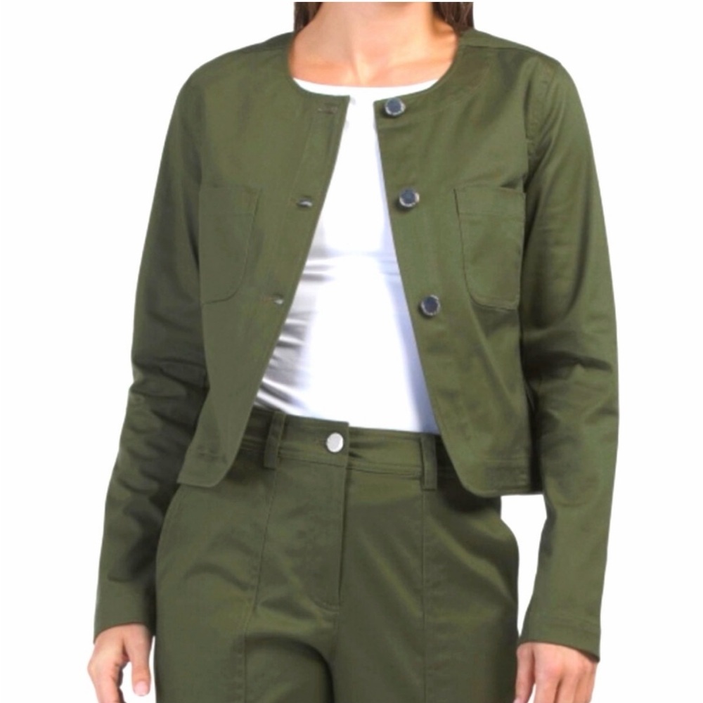 NWT Derek Lam 10 Crosby Tinna Olive Cropped Jacket| Designer Utility Chic Blazer - Picture 2 of 9